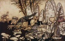 A band of workmen, who were sawing down a toadstool von Arthur Rackham