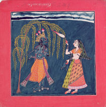 Krishna playing a flute, from the 'Vahula Raga' by Pahari School