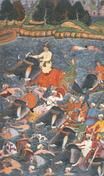 Emperor Akbar crossing the River Ganges in 1567 von Mughal School
