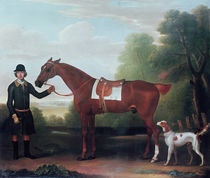 Lord Portman's 'Snap' held by groom with dog by James Seymour