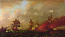 Lord Howe and the Comte d'Estaing off Rhode Island von Robert Wilkins