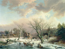 Winter Scene by Johannes Petrus van Velzen