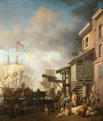 A Thames Wharf, c.1750's by Samuel Scott