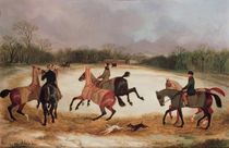 Grooms exercising racehorses by David of York Dalby