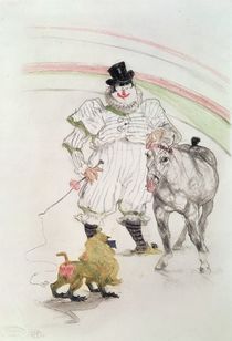 At the Circus: performing horse and monkey von Henri de Toulouse-Lautrec