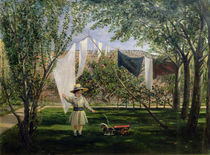 A Garden Scene, with a boy von Charles Robert Leslie