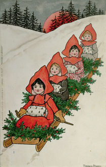 Four Little Girls on a Sledge von Florence Hardy
