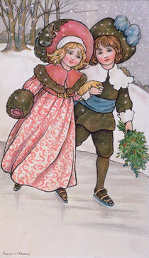 Girl and Boy Skating, late 19th or early 20th century von Florence Hardy