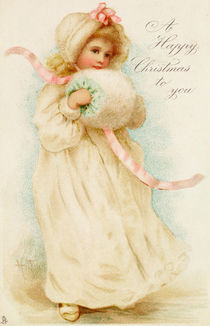 Christmas card depicting a girl with a muff von English School