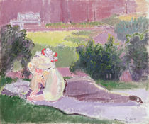 The Artist's wife in the Garden of Rowlandson House by Spencer Frederick Gore