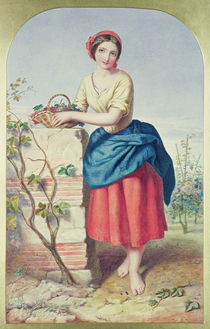 Girl with Basket of Grapes by Jules I Bouvier