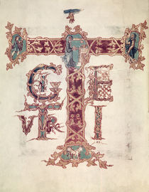 Col Lat 9428 f.15v Initial 'T'; The Ascension of Christ by French School