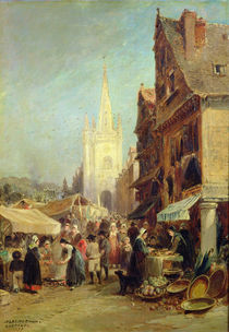 Market at Hennebont von Jules Achille Noel