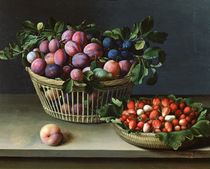 Basket of Plums and Basket of Strawberries von Louise Moillon
