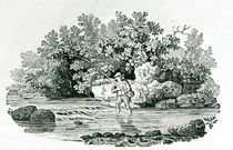 An Angler in a River Pool, from 'British Birds', 1804 by Thomas Bewick