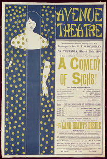 Poster advertising 'A Comedy of Sighs' by Aubrey Beardsley