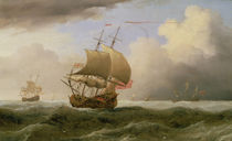 An English Ship Close-hauled in a Strong Breeze by Willem van de, the Younger Velde