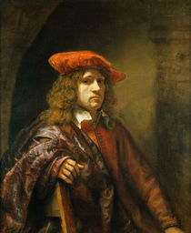 Portrait of a young man in a red cap by Samuel van Hoogstraten