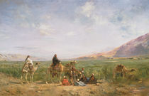 Travellers resting at an Oasis von Eugene Fromentin