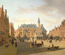 The Market Place with the Raadhuis by Gerrit Adriaensz Berckheyde