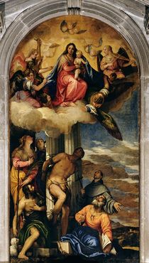 Virgin and Child with angel musicians and Saints by Veronese