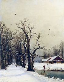 Winter scene, 19th century von Nils Hans Christiansen