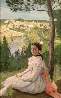 View of the village, Castelnau by Jean Frederic Bazille
