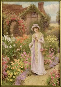 Girl by a Herbaceous Border by William Affleck
