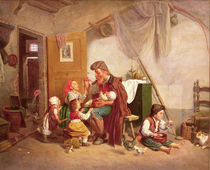 The widowed family, 19th century by Giuseppe Mazzolini