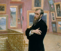 Portrait of Pavel Tretyakov in the Gallery by Ilya Efimovich Repin