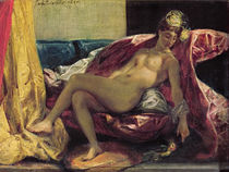 Reclining Odalisque or, Woman with a Parakeet by Ferdinand Victor Eugene Delacroix