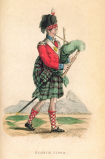 The Scotch Piper from Ackermann's 'World in Miniature' by Frederic Shoberl