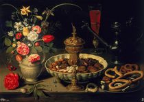 Still Life of Flowers and Dried Fruit by Clara Peeters