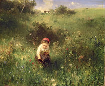 A Young Girl in a Field by Ludwig Knaus