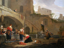 Washerwomen by a Roman Fountain by Thomas Wyck