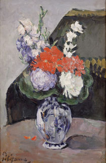 Flowers in a Small Delft Vase von Paul Cezanne