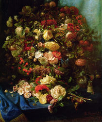 Still Life of Flowers on a Ledge with Birds Nest von Pierre-Louis de Coninck