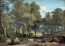 Windsor Forest with Oxen Drawing Timber by Paul Sandby