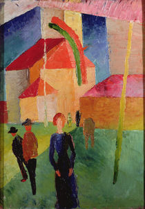 Church Decorated with Flags by August Macke