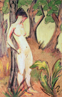Nude Standing Against a Tree by Otto Muller or Mueller