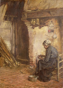 Old Woman Peeling Potatoes by Walter Langley