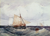 A Cutter and other Ships in a Strong Breeze von Richard Parkes Bonington