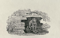Seated Man Sheltering 'History of British Birds and Quadrupeds' by Thomas Bewick