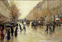 Boulevard Poissonniere in the Rain by Jean Beraud