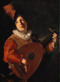 Young Man with a Lute von Bartolomeo Manfredi