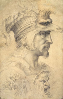 Ideal head of a warrior by Michelangelo Buonarroti