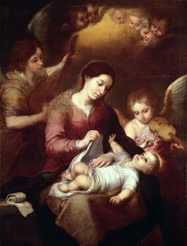 Madonna Wrapping the Christ Child in Swaddling Robes by Bartolome Esteban Murillo