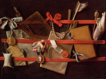 A Trompe L'Oeil of Objects Attached to a Letter Rack by Samuel van Hoogstraten