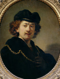 Self Portrait with Hat and Gold Chain by Rembrandt Harmenszoon van Rijn