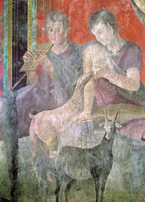 Satyr Playing the Panpipes and Nymph Breastfeeding a Goat von Roman